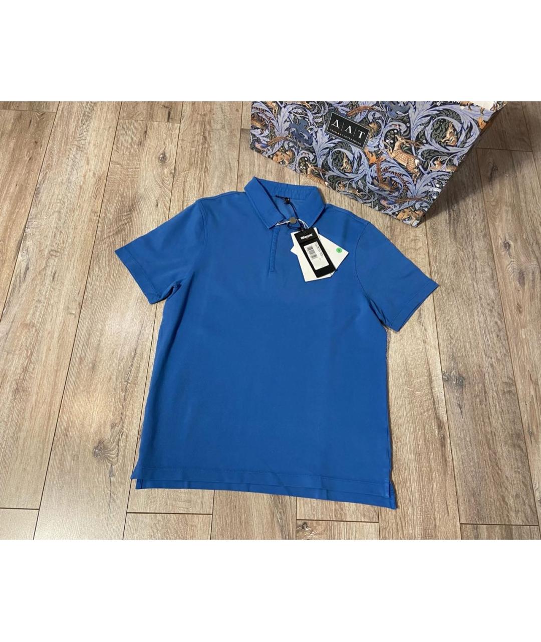 BLAUER Голубое хлопковое поло с коротким рукавом, фото 9