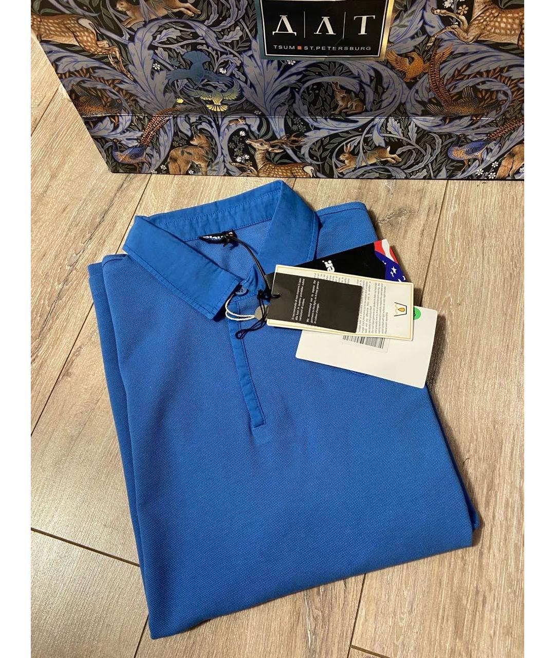 BLAUER Голубое хлопковое поло с коротким рукавом, фото 3