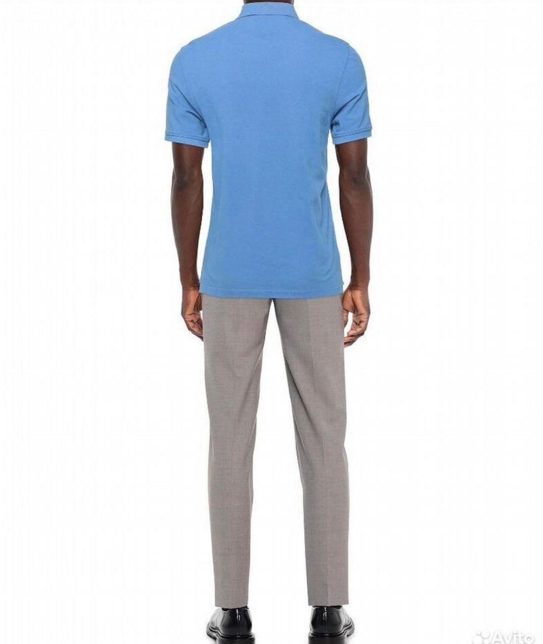 BLAUER Голубое хлопковое поло с коротким рукавом, фото 2