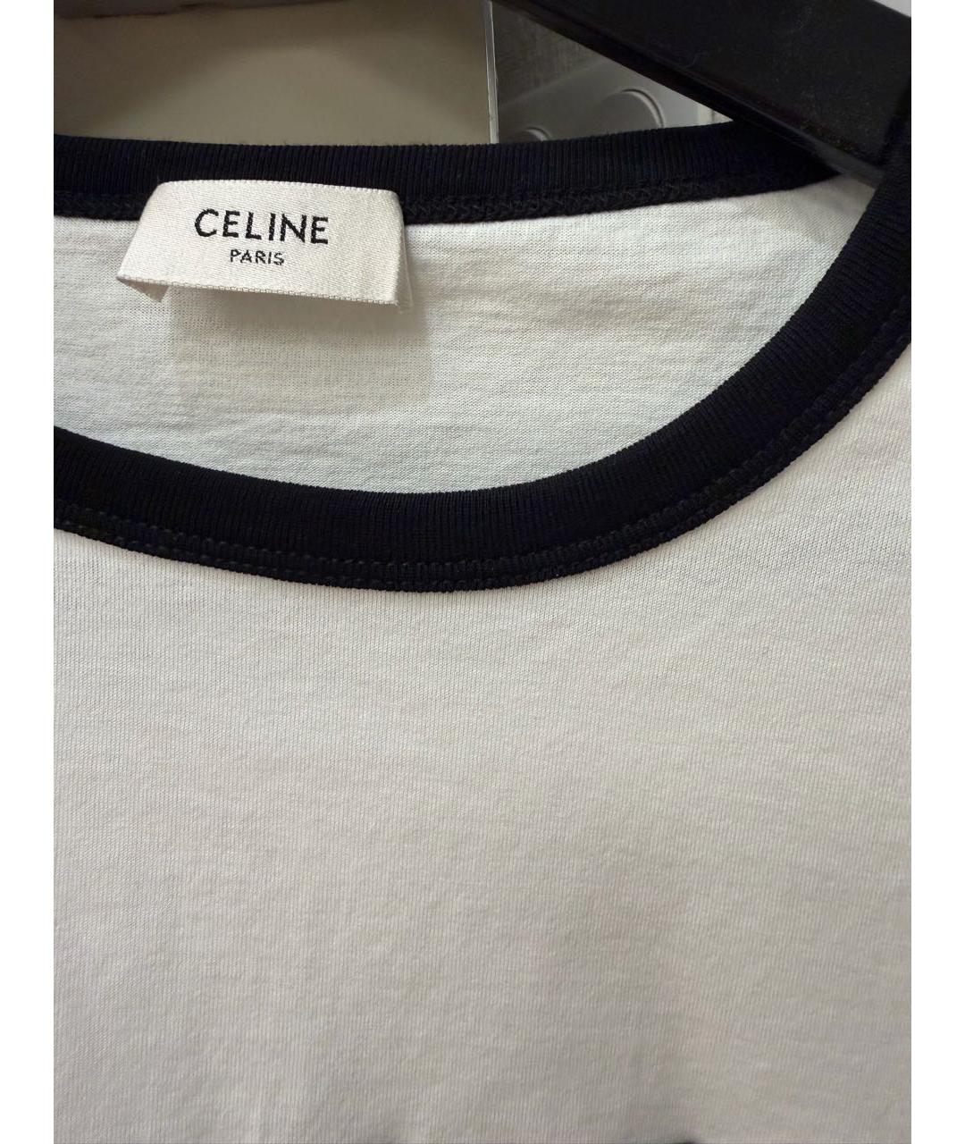 CELINE Белая хлопковая футболка, фото 2