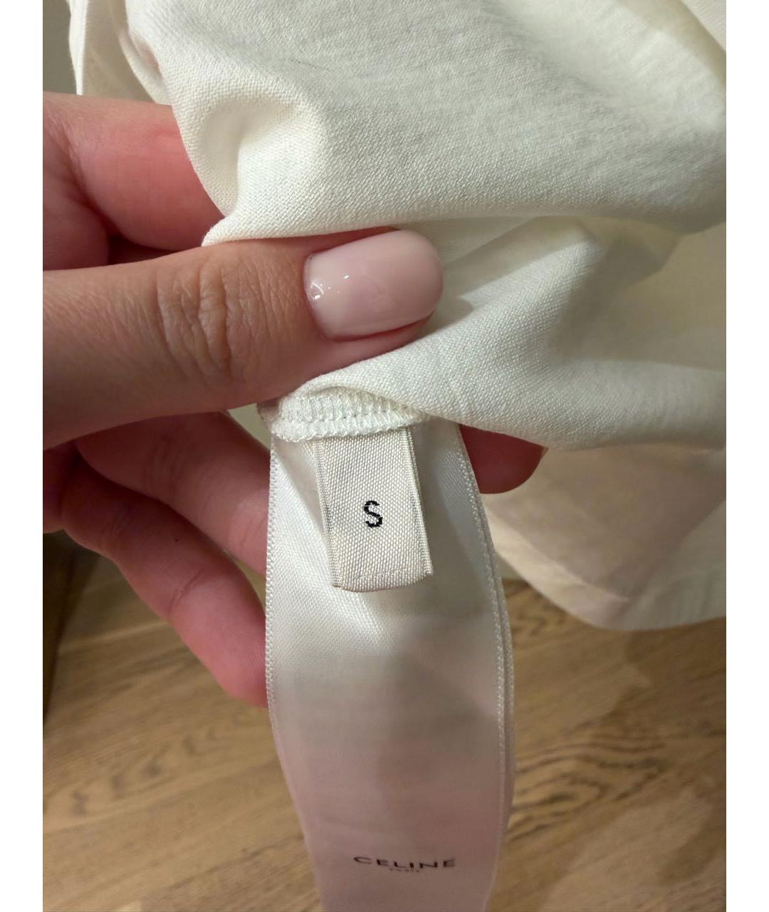 CELINE Белая хлопковая футболка, фото 4