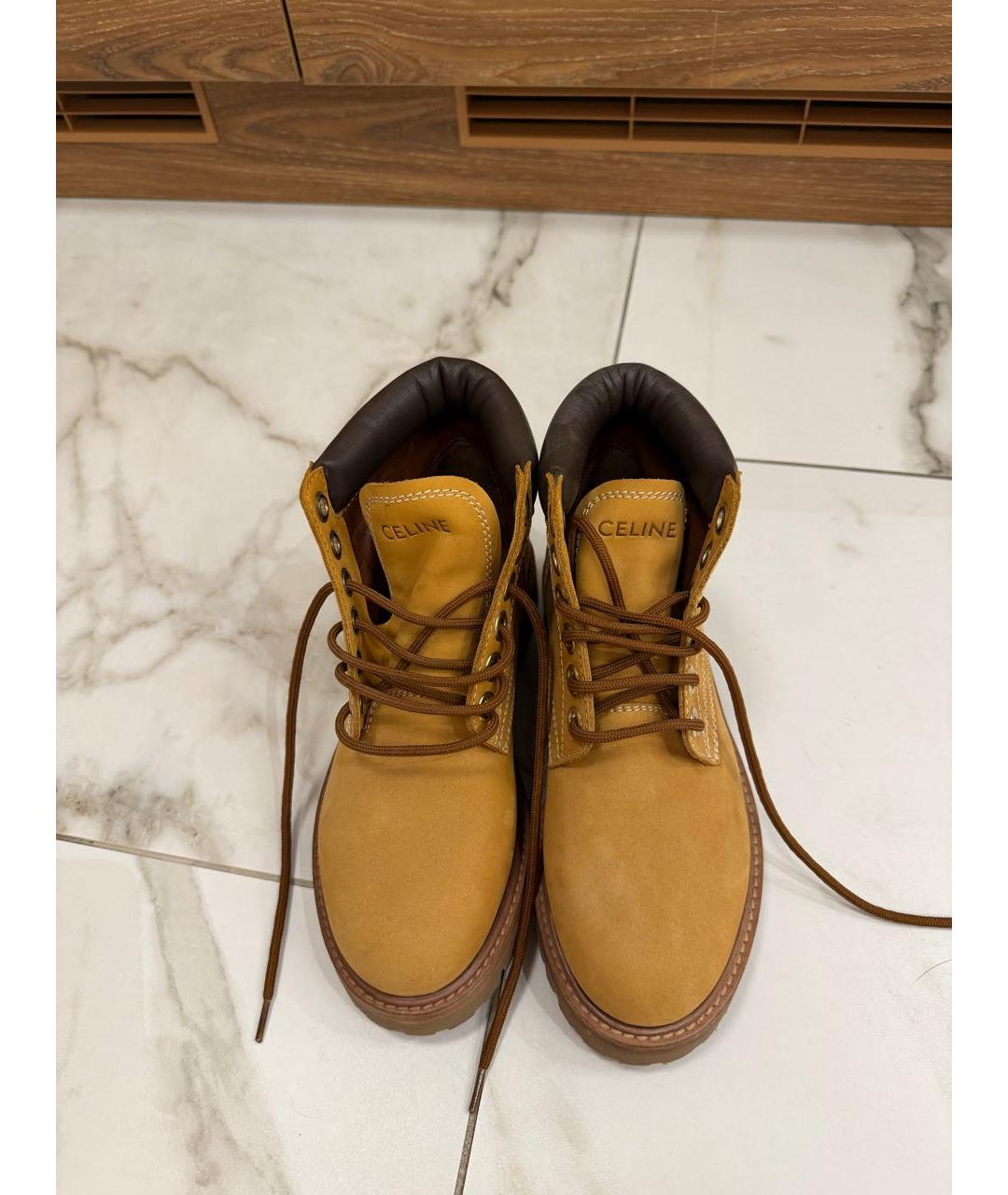 CELINE Коричневые нубуковые ботинки, фото 2