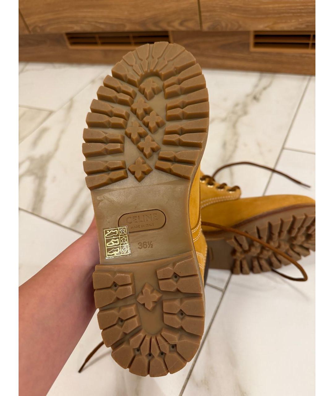 CELINE Коричневые нубуковые ботинки, фото 5