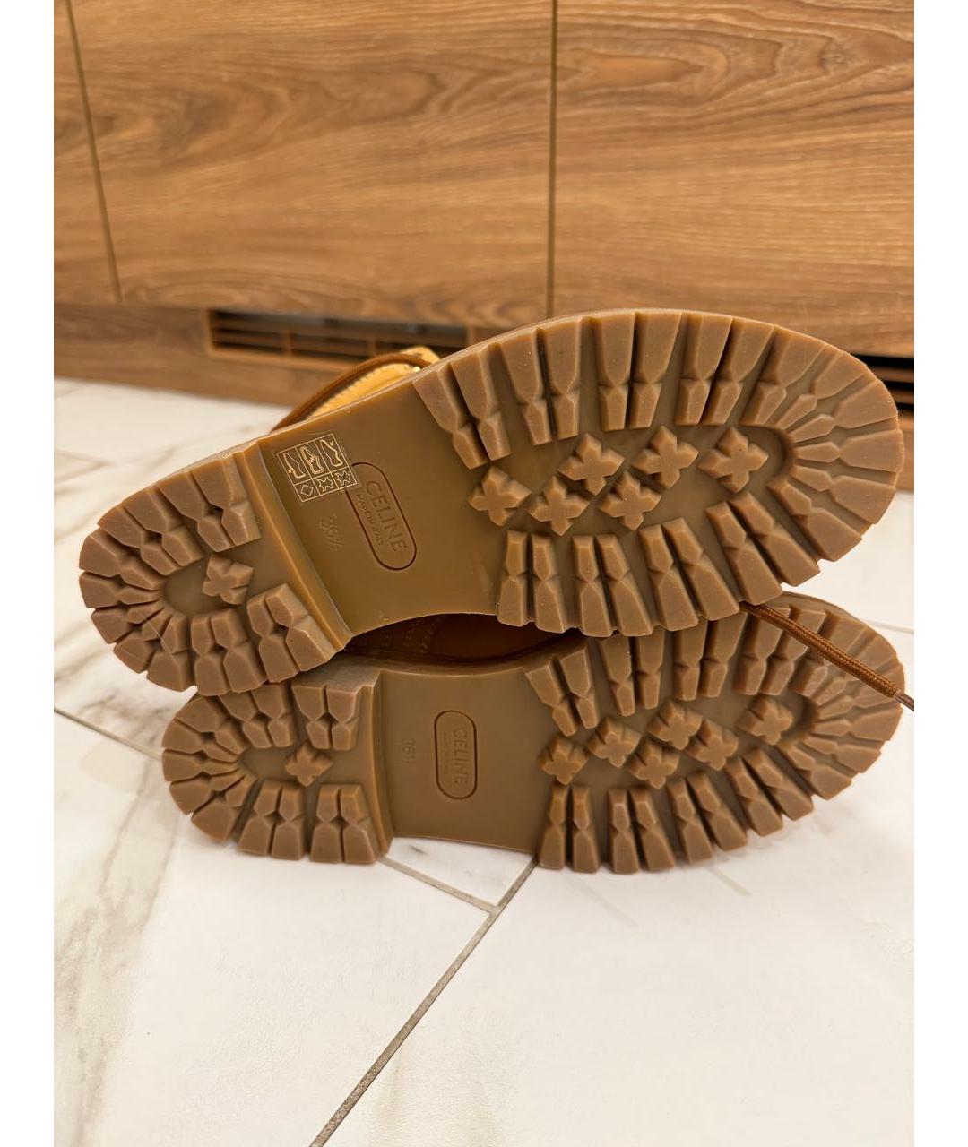 CELINE Коричневые нубуковые ботинки, фото 4