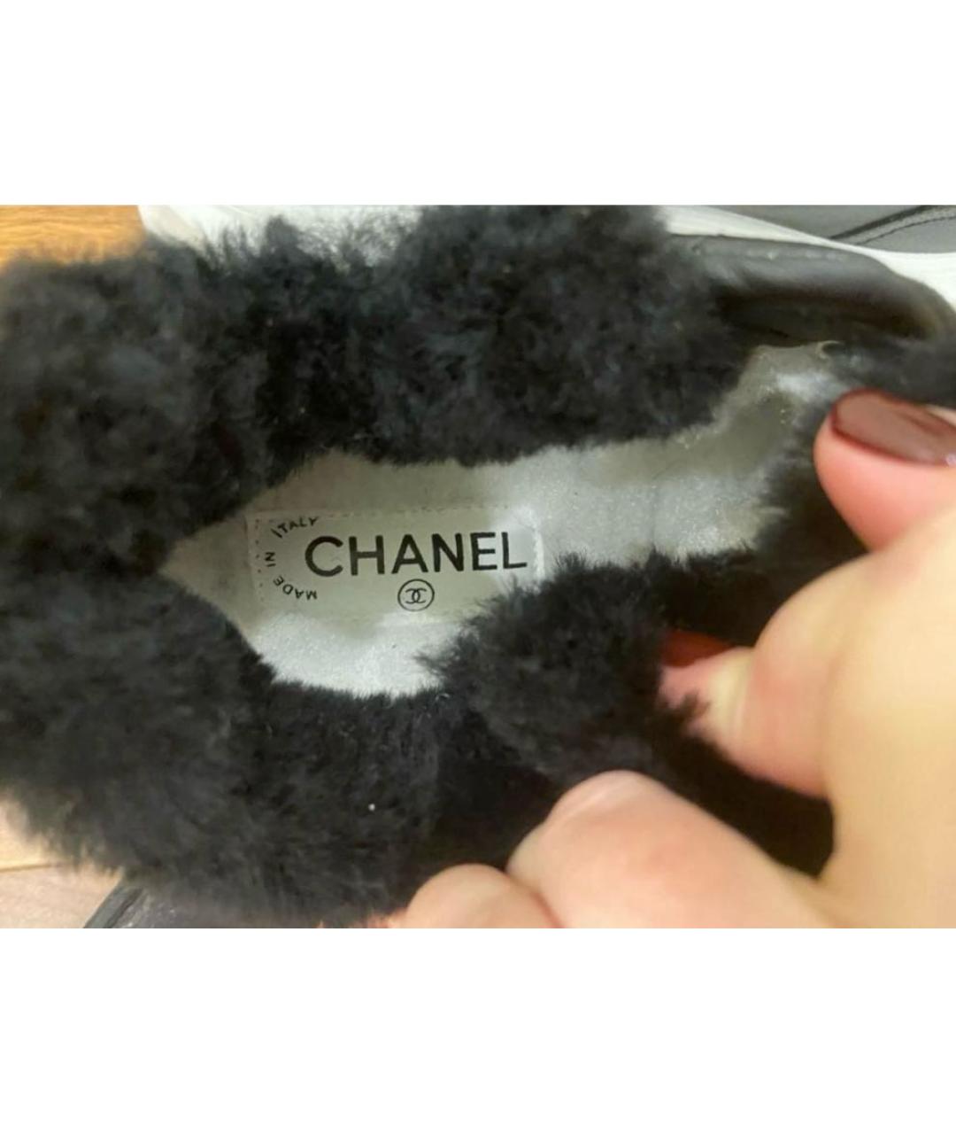 CHANEL Черные кожаные кроссовки, фото 4