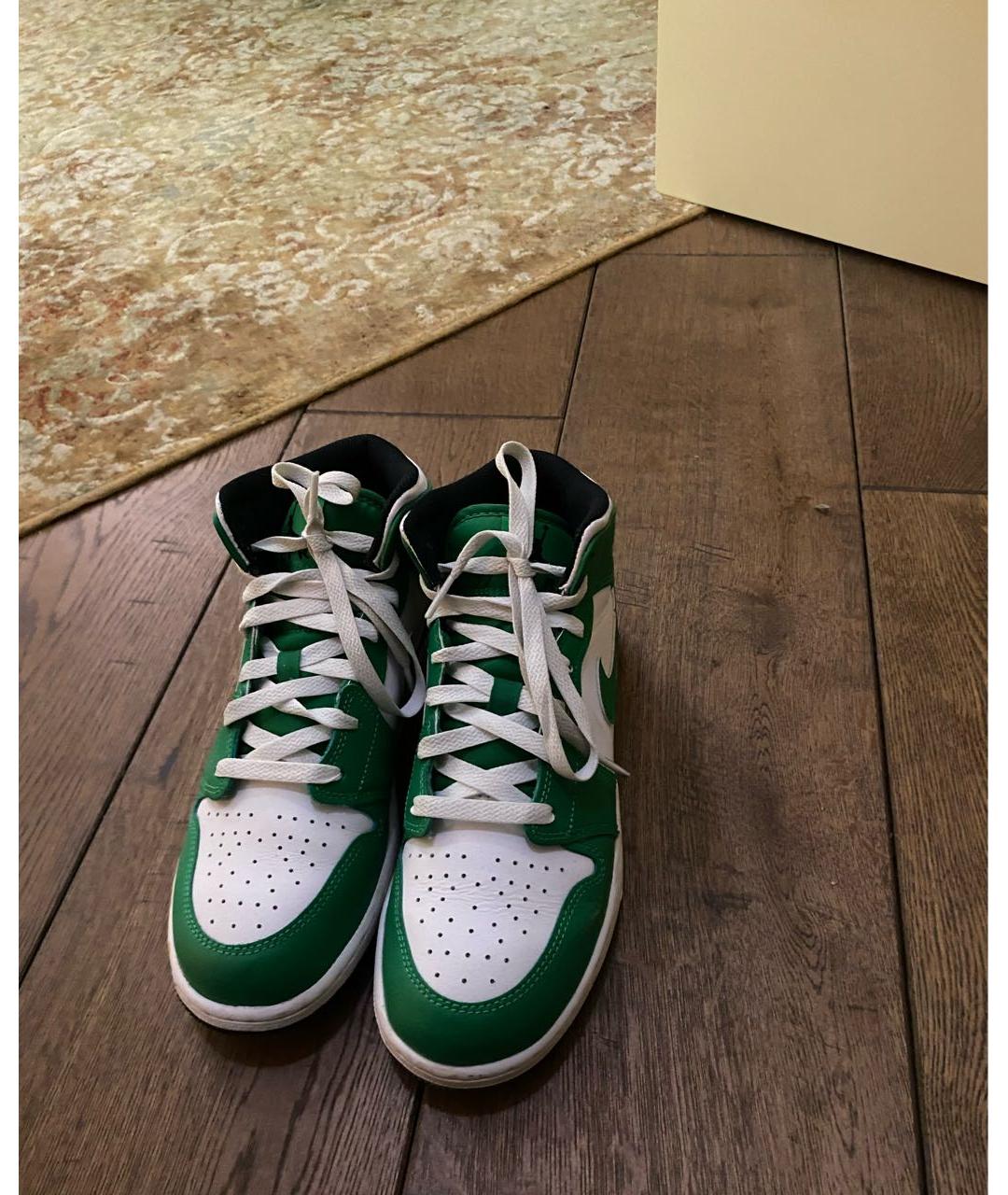 NIKE Зеленые кожаные кроссовки, фото 4