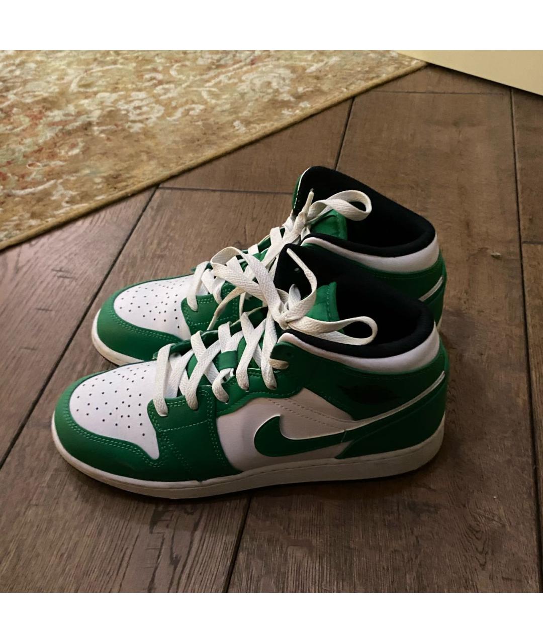 NIKE Зеленые кожаные кроссовки, фото 6