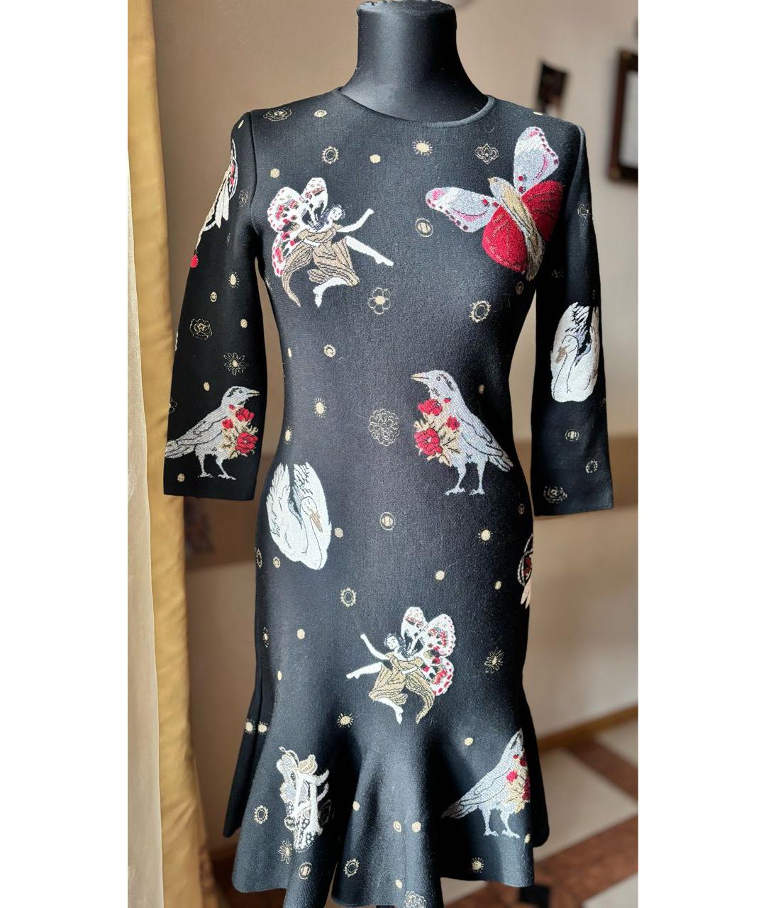 ALEXANDER MCQUEEN Черное шелковое повседневное платье, фото 9