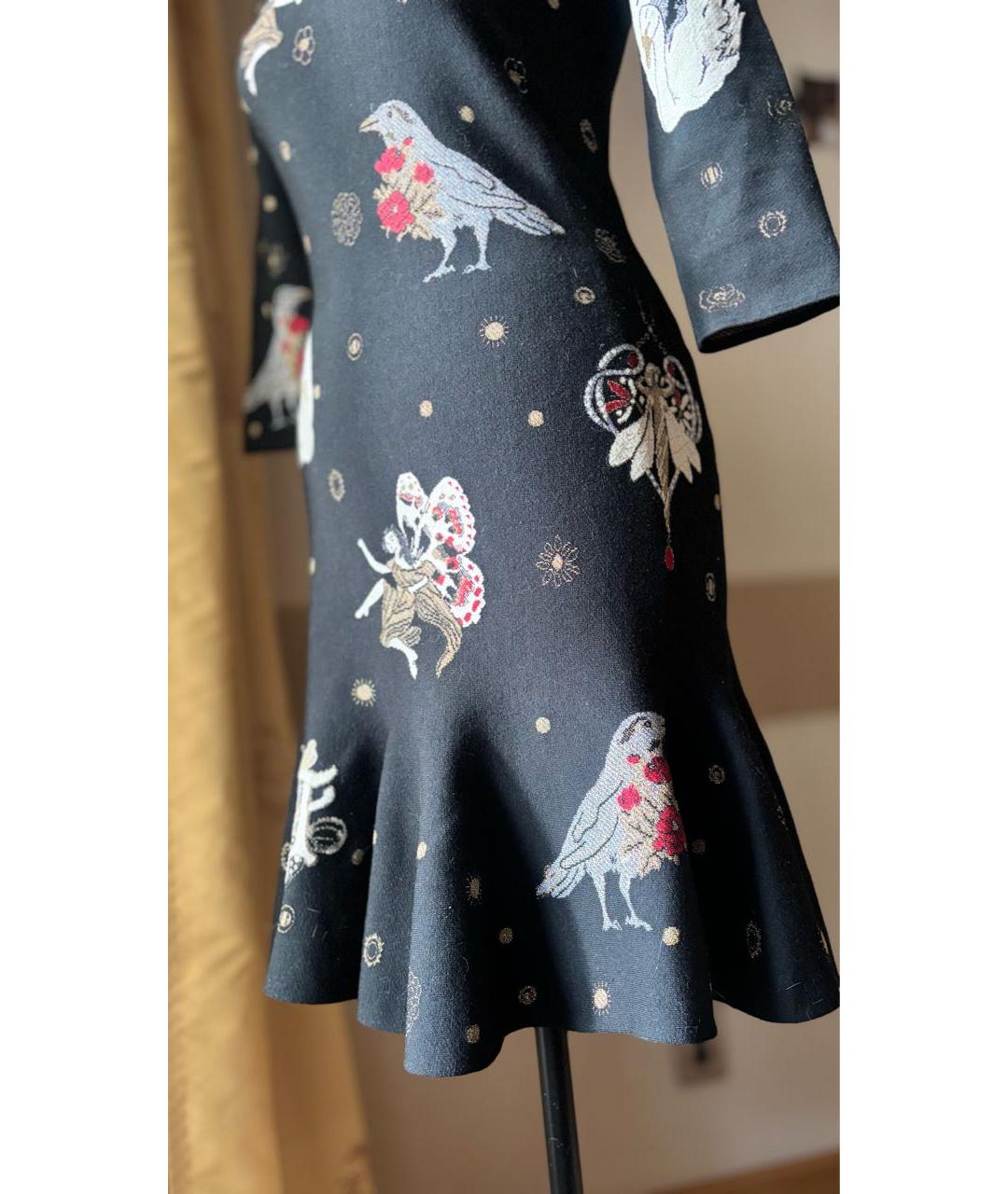 ALEXANDER MCQUEEN Черное шелковое повседневное платье, фото 4