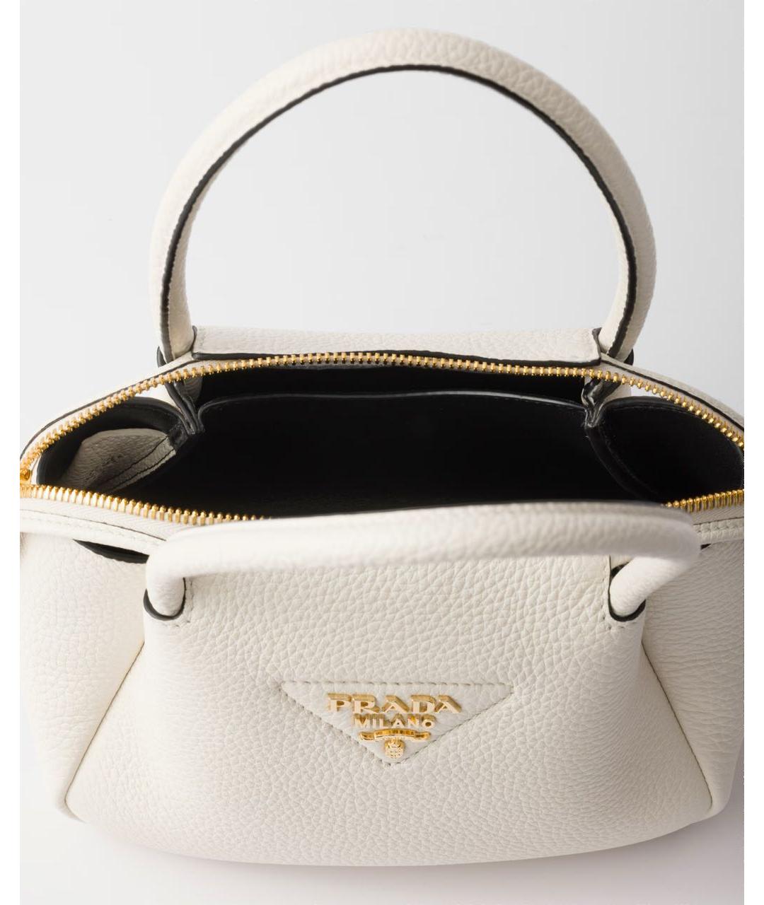 PRADA Белая кожаная сумка через плечо, фото 4