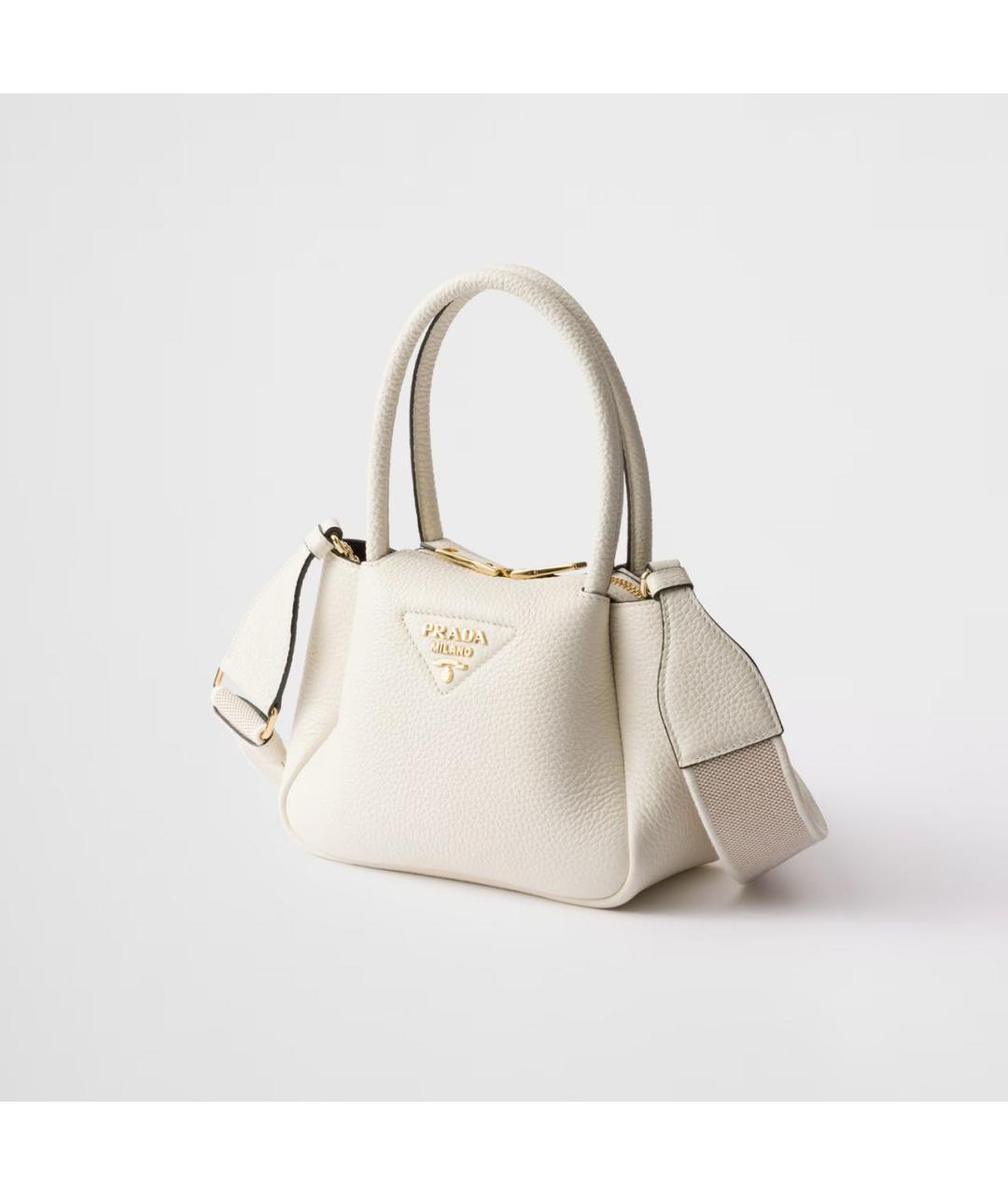 PRADA Белая кожаная сумка через плечо, фото 2