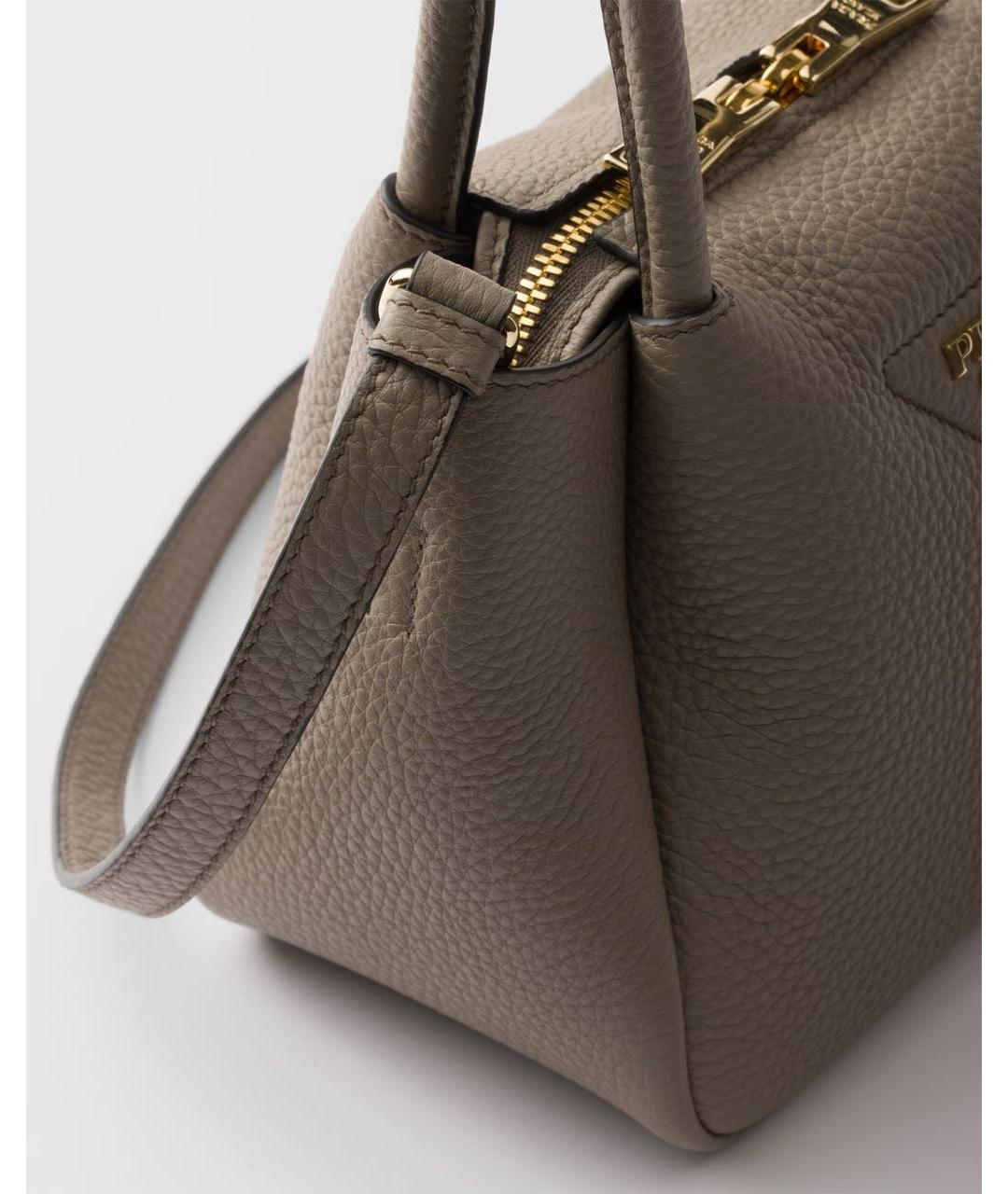 PRADA Серая кожаная сумка через плечо, фото 5