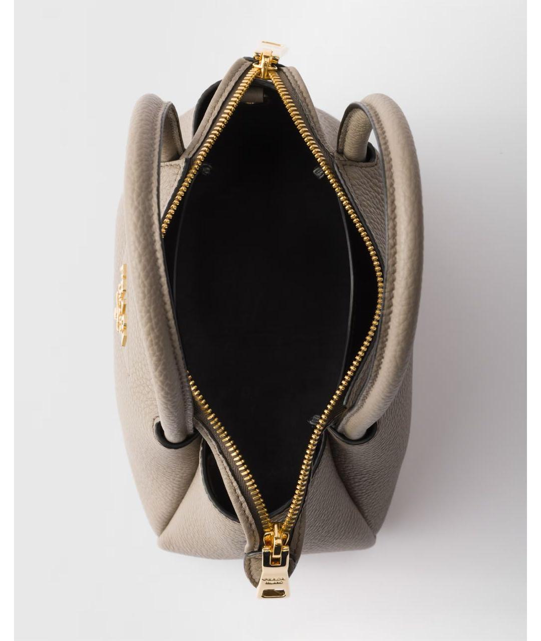 PRADA Серая кожаная сумка через плечо, фото 4