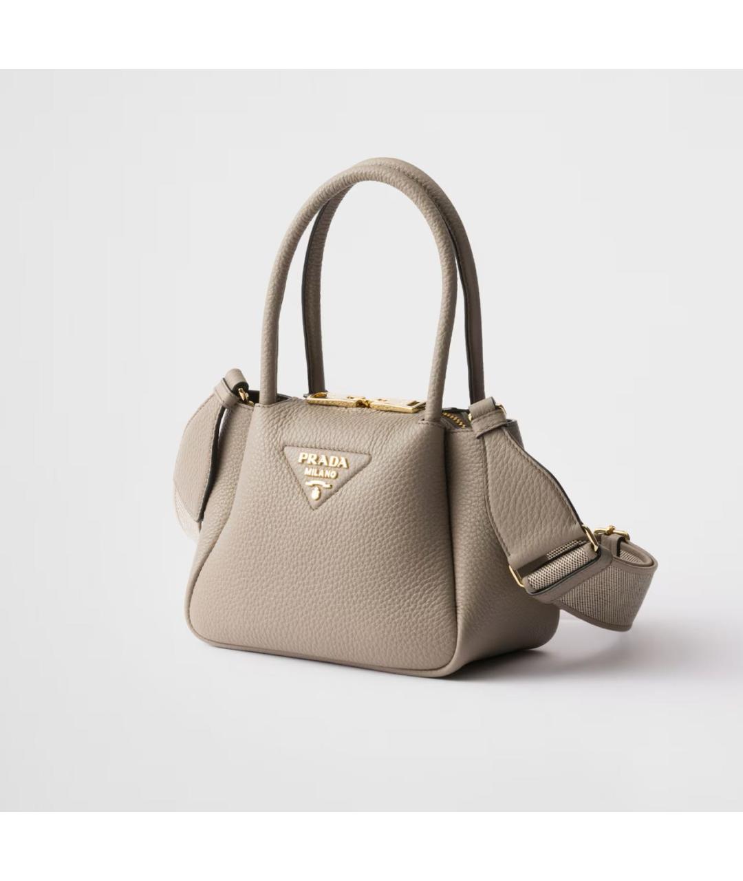PRADA Серая кожаная сумка через плечо, фото 2