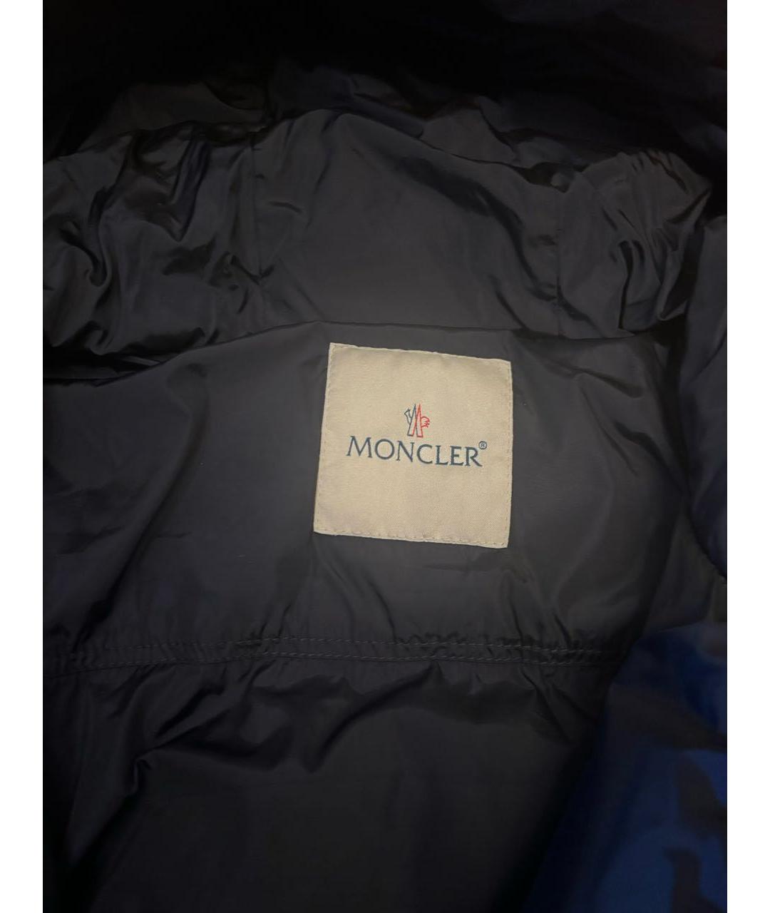 MONCLER Темно-синий полиэстеровый пуховик, фото 2