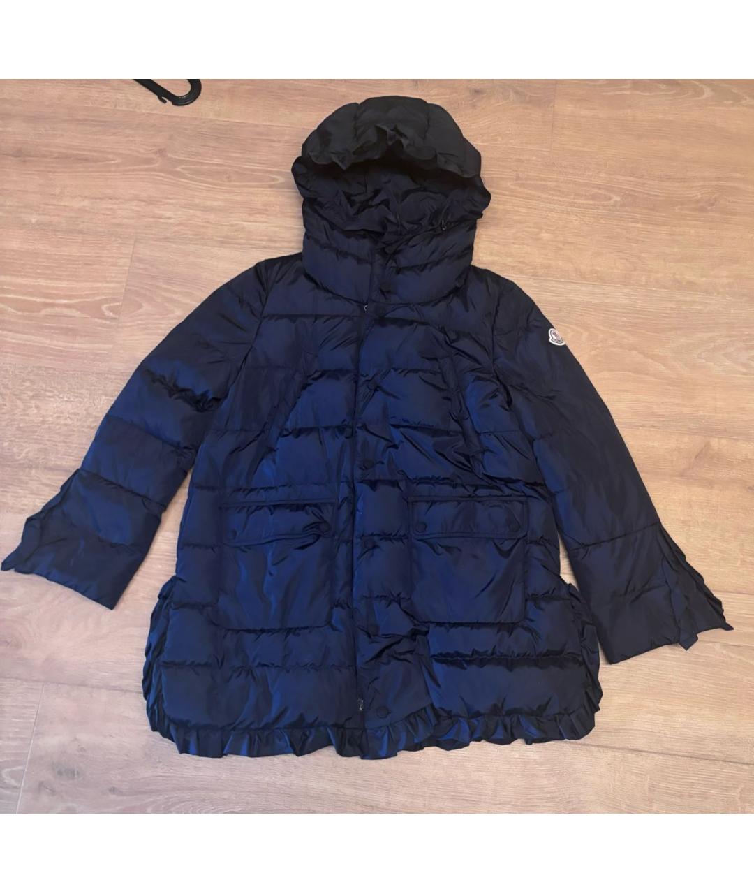 MONCLER Темно-синий полиэстеровый пуховик, фото 5