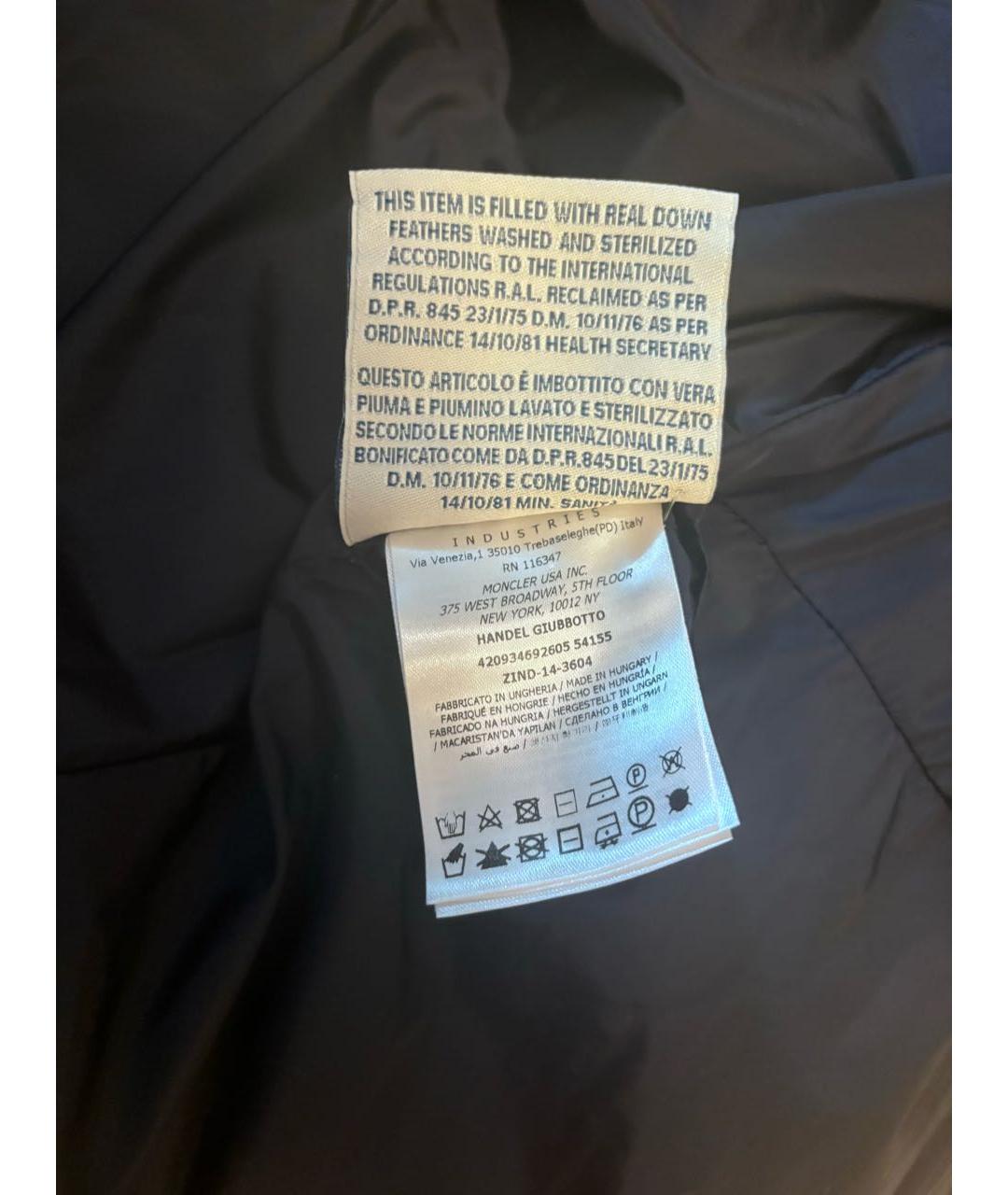 MONCLER Темно-синий полиэстеровый пуховик, фото 4
