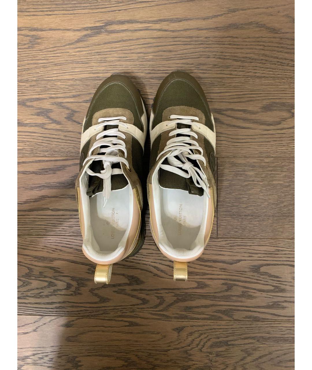LOUIS VUITTON Хаки текстильные кроссовки, фото 3