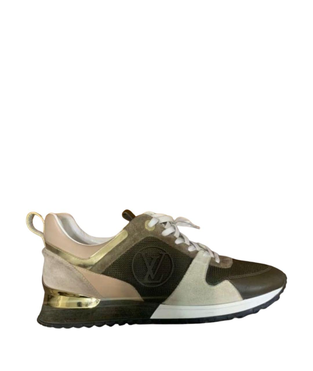 LOUIS VUITTON Хаки текстильные кроссовки, фото 1