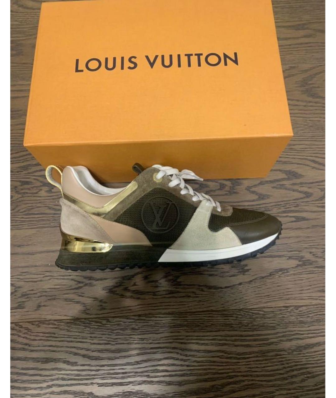 LOUIS VUITTON Хаки текстильные кроссовки, фото 8