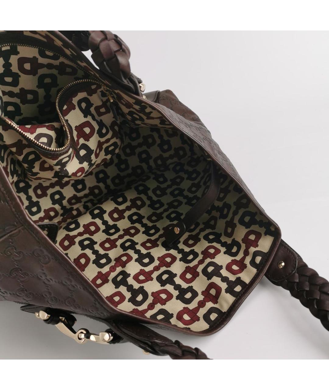 GUCCI Коричневая кожаная сумка тоут, фото 6