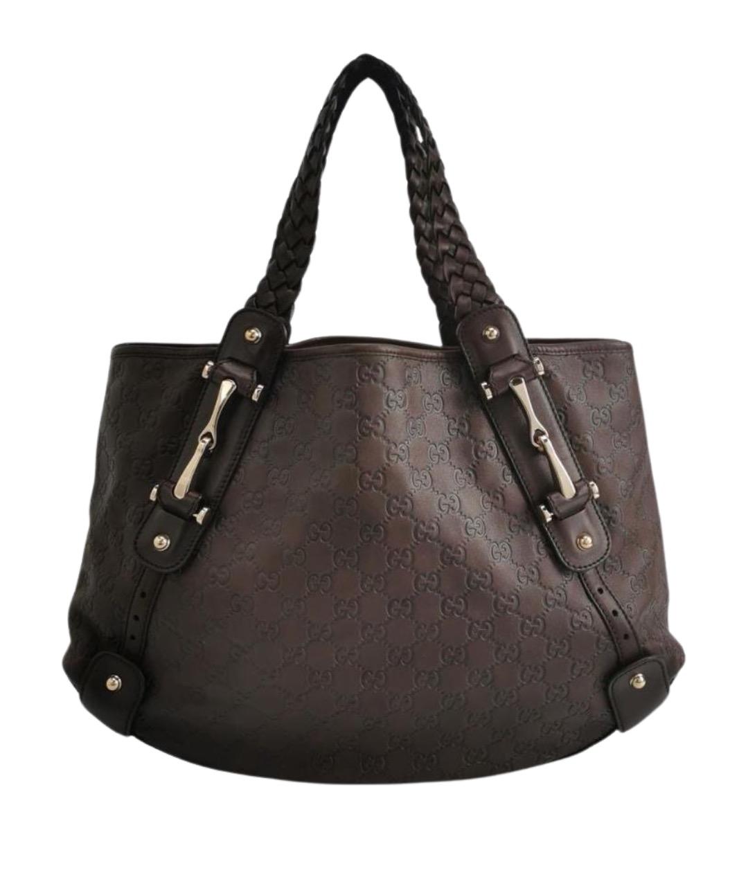 GUCCI Коричневая кожаная сумка тоут, фото 1