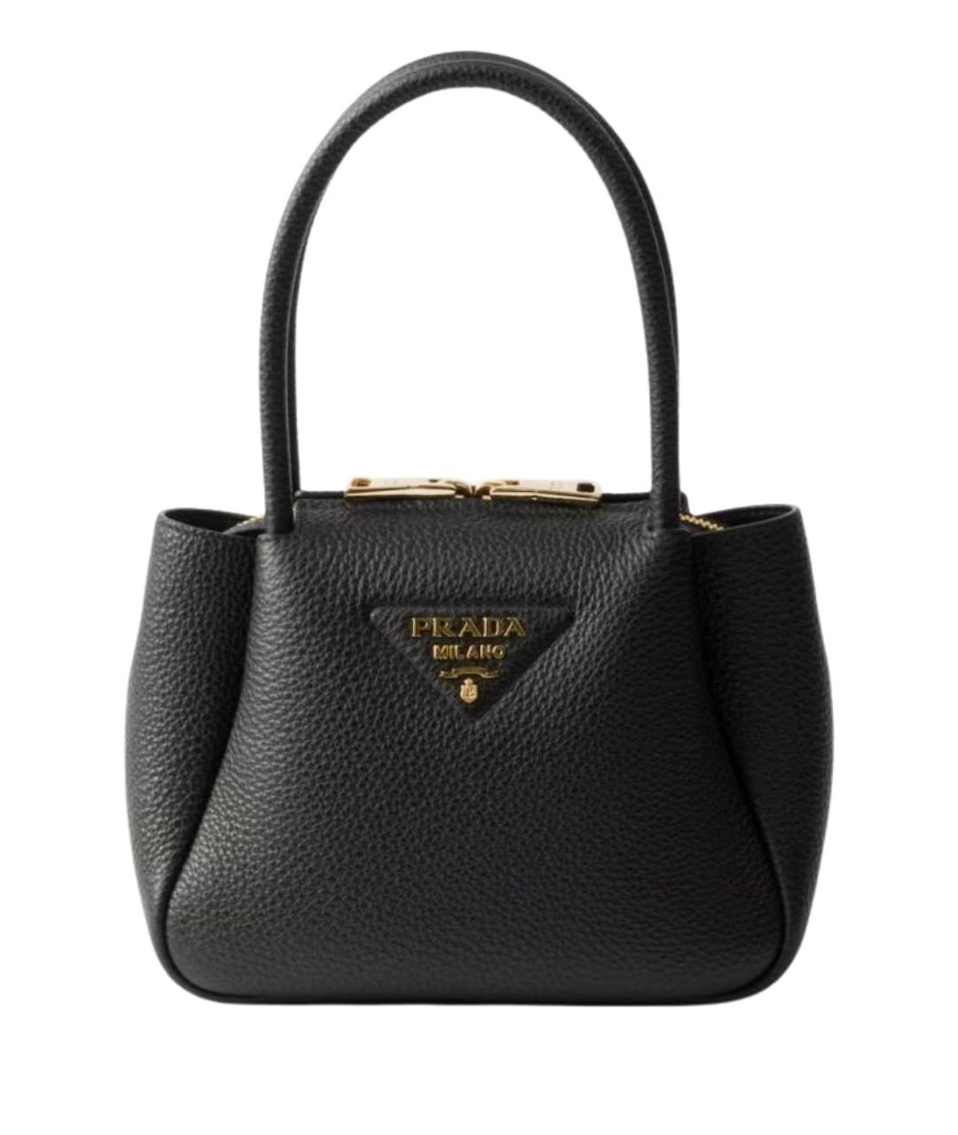 PRADA Черная кожаная сумка с короткими ручками, фото 1
