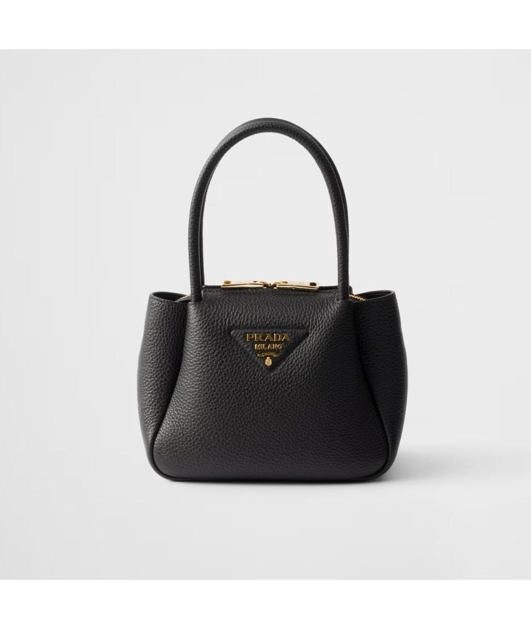 PRADA Черная кожаная сумка с короткими ручками, фото 6