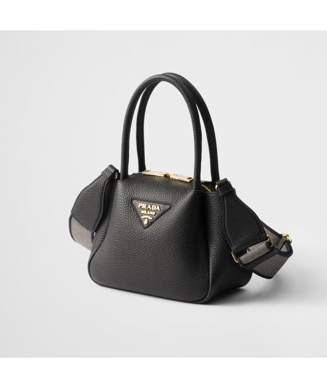 PRADA Черная кожаная сумка с короткими ручками, фото 2