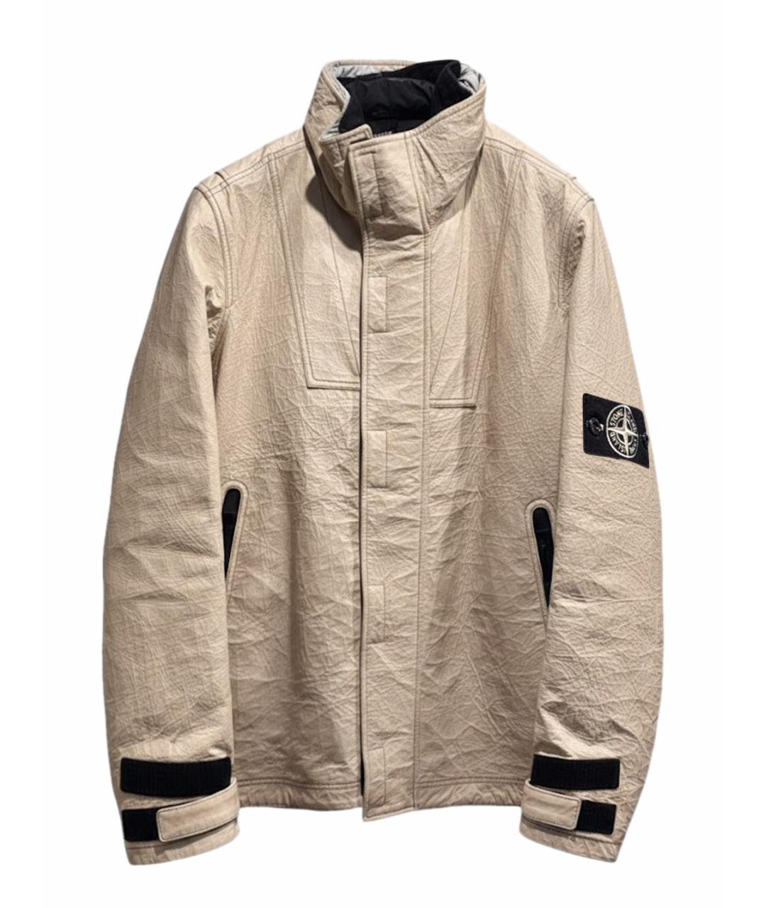 STONE ISLAND Белая кожаная куртка, фото 1