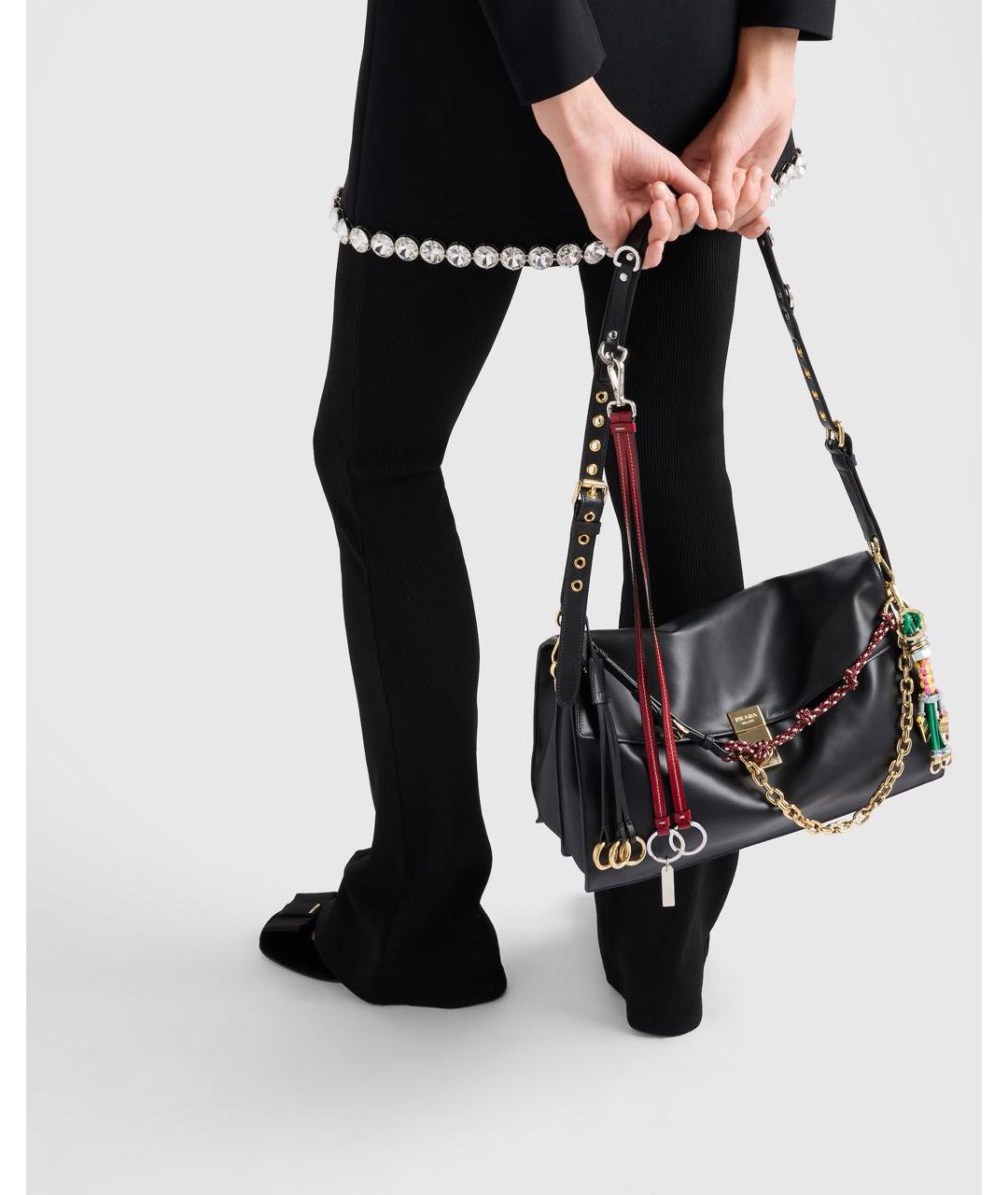 PRADA Черная кожаная сумка через плечо, фото 7