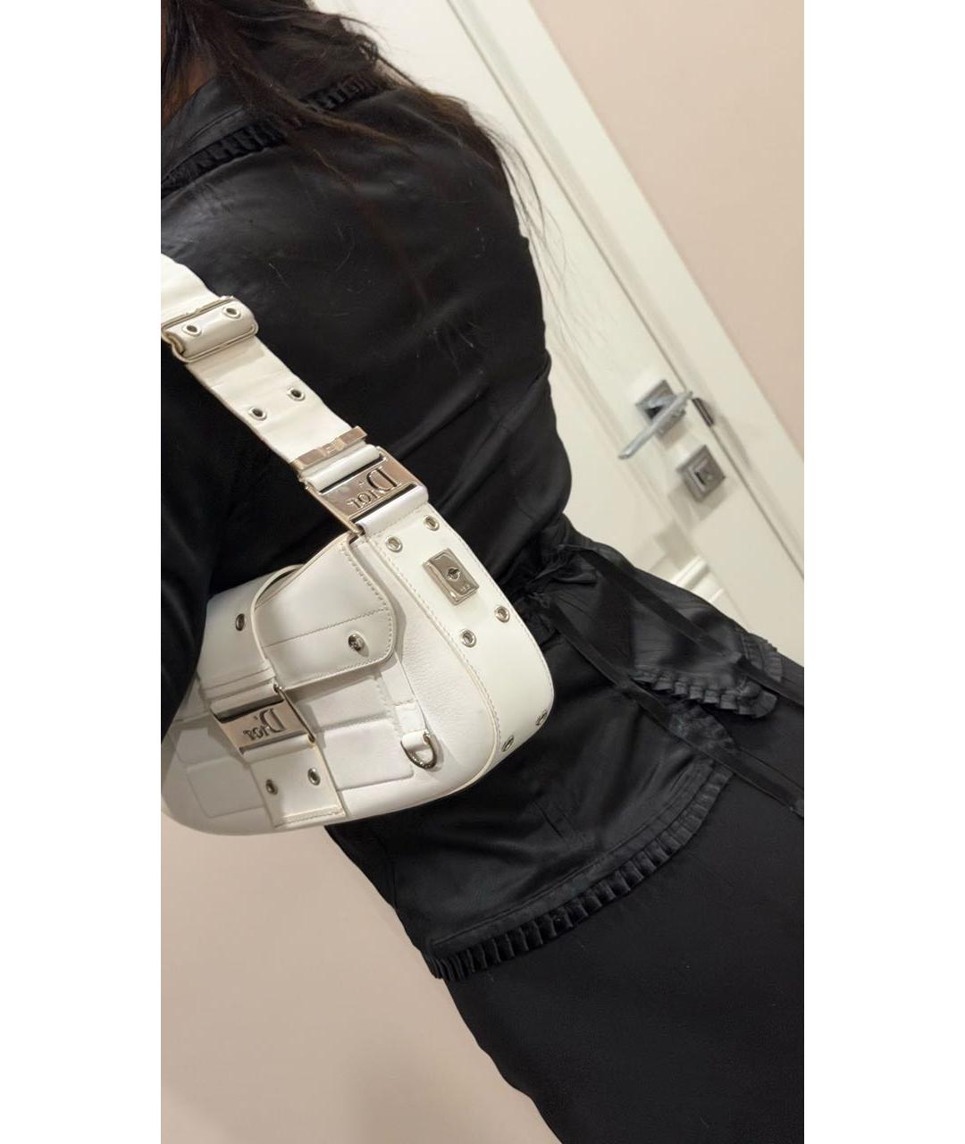 CHRISTIAN DIOR Белая кожаная сумка с короткими ручками, фото 7