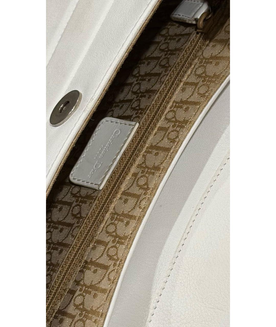 CHRISTIAN DIOR Белая кожаная сумка с короткими ручками, фото 8