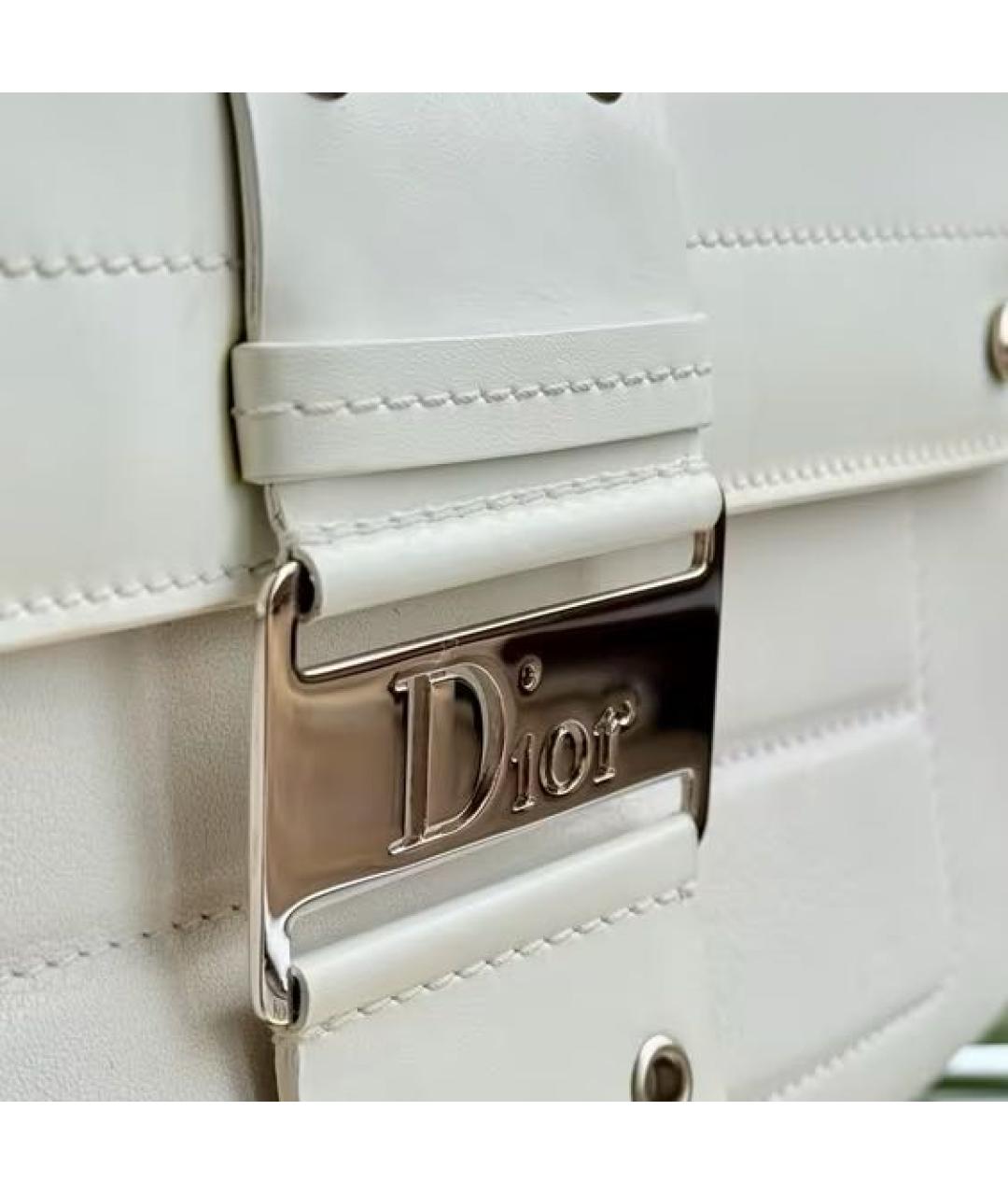 CHRISTIAN DIOR Белая кожаная сумка с короткими ручками, фото 2