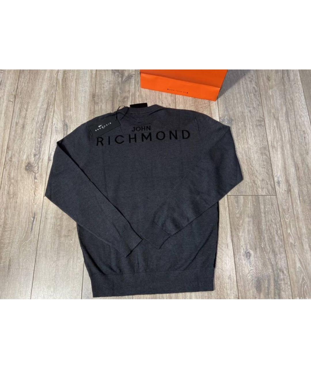 JOHN RICHMOND Антрацитовый шерстяной джемпер / свитер, фото 2