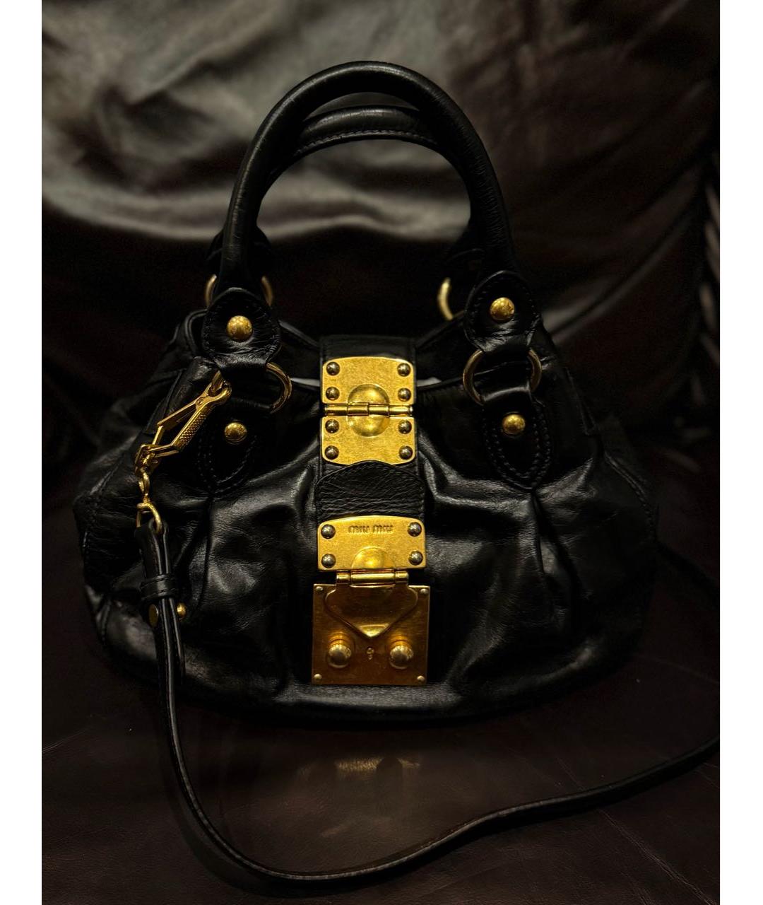 MIU MIU Черная кожаная сумка через плечо, фото 2