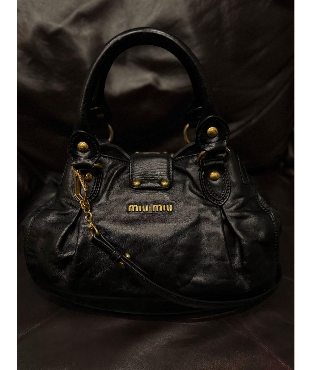 MIU MIU Черная кожаная сумка через плечо, фото 4
