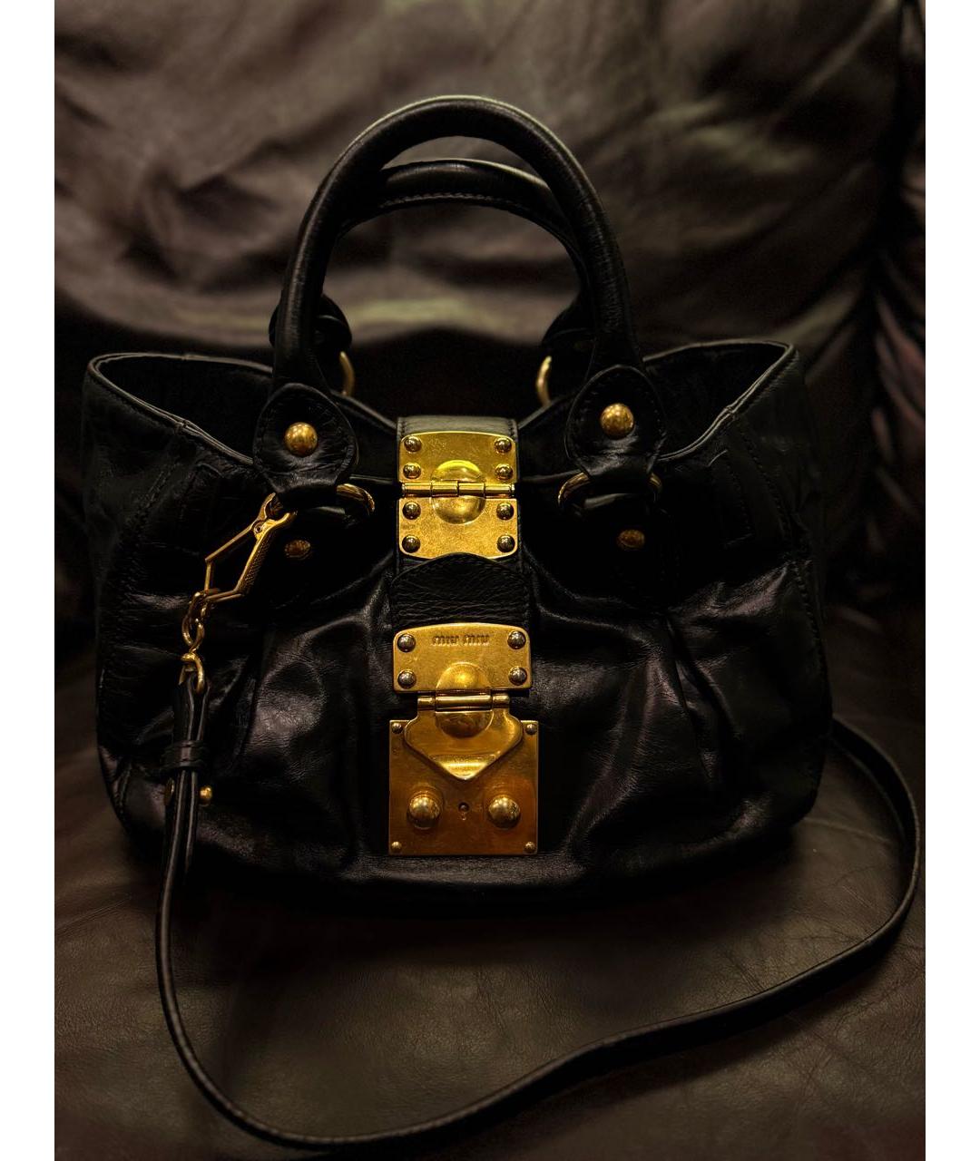 MIU MIU Черная кожаная сумка через плечо, фото 6