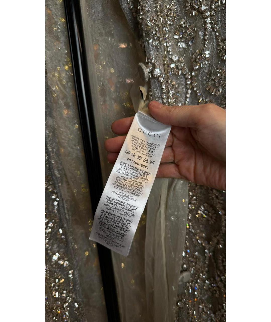 GUCCI Серебряное шелковое вечернее платье, фото 5
