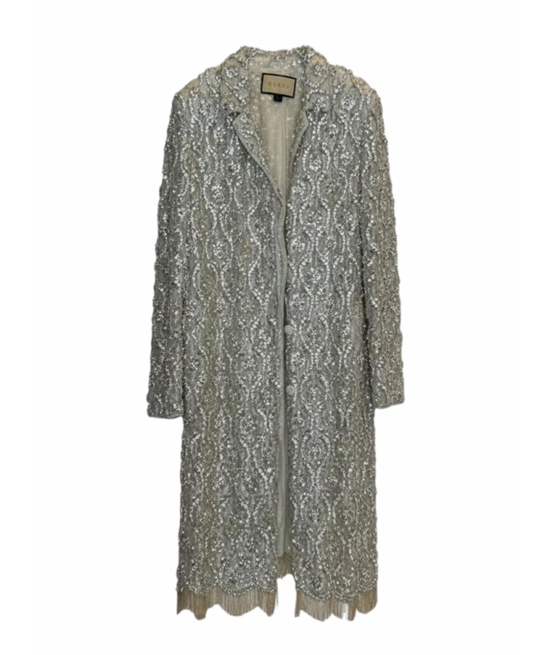 GUCCI Серебряное шелковое вечернее платье, фото 1