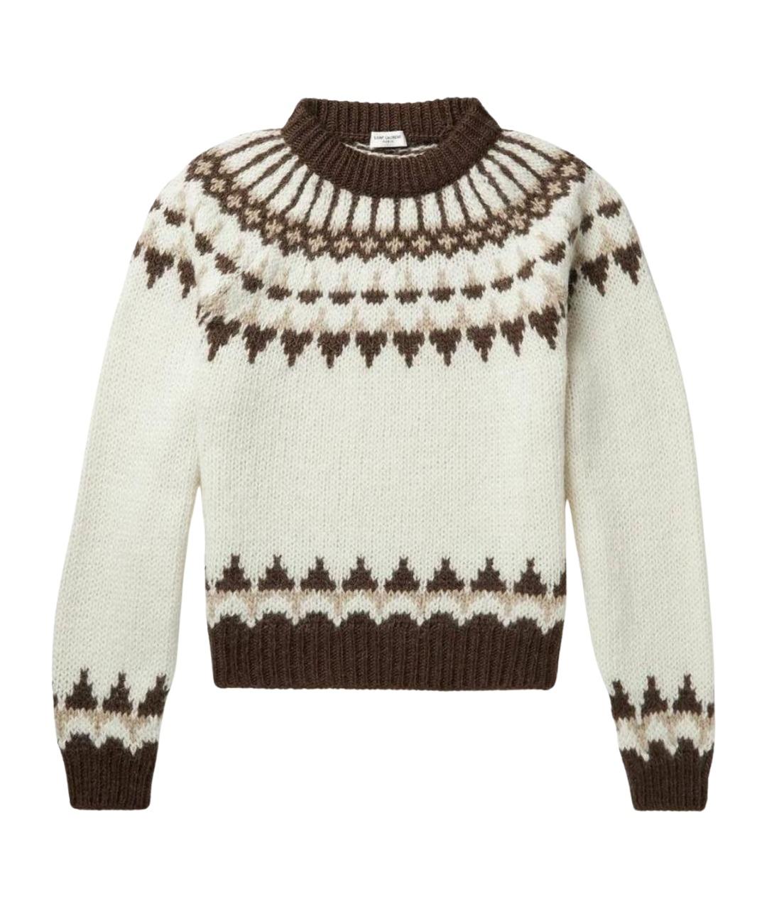 SAINT LAURENT Бежевый шерстяной джемпер / свитер, фото 1