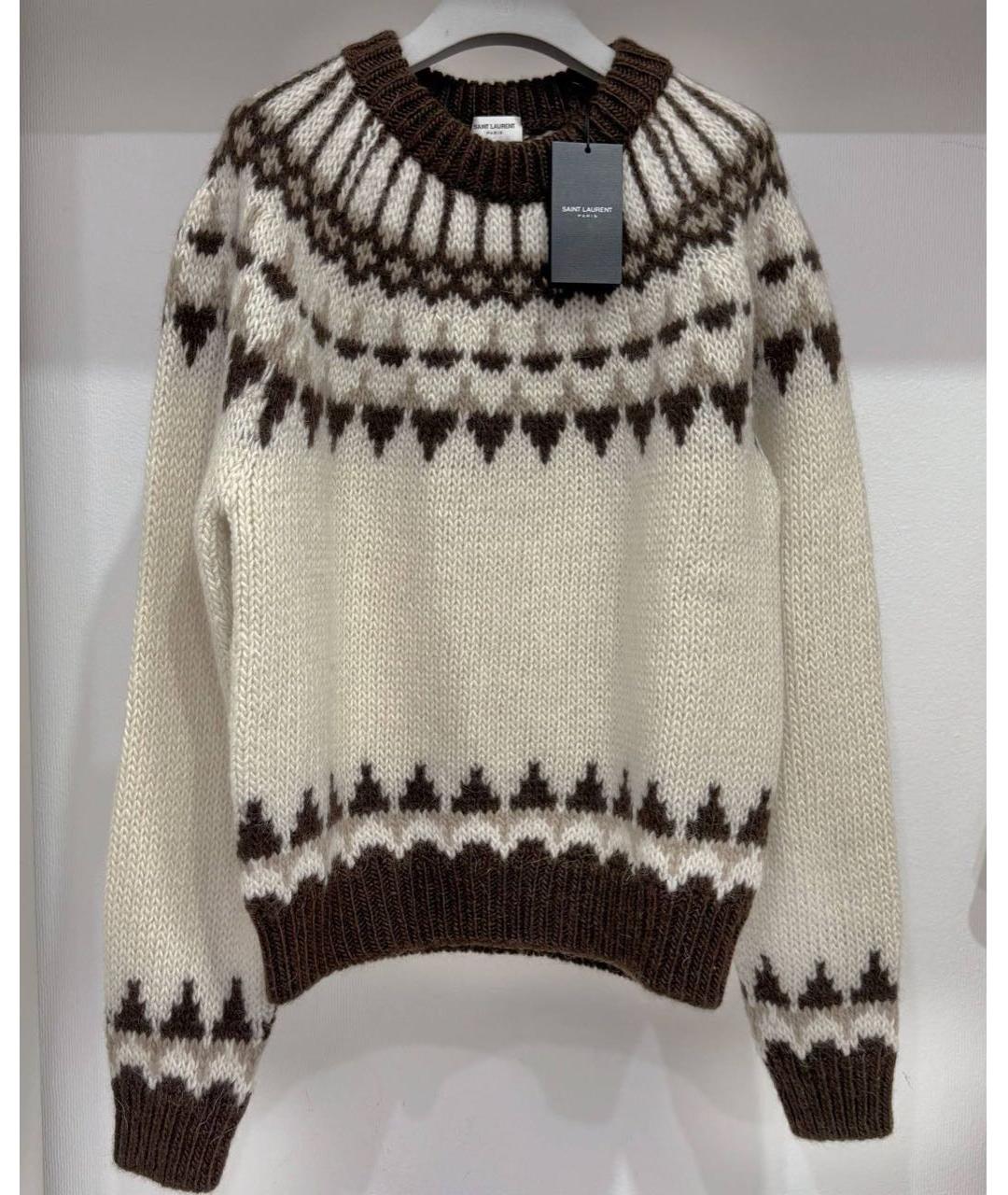 SAINT LAURENT Бежевый шерстяной джемпер / свитер, фото 3
