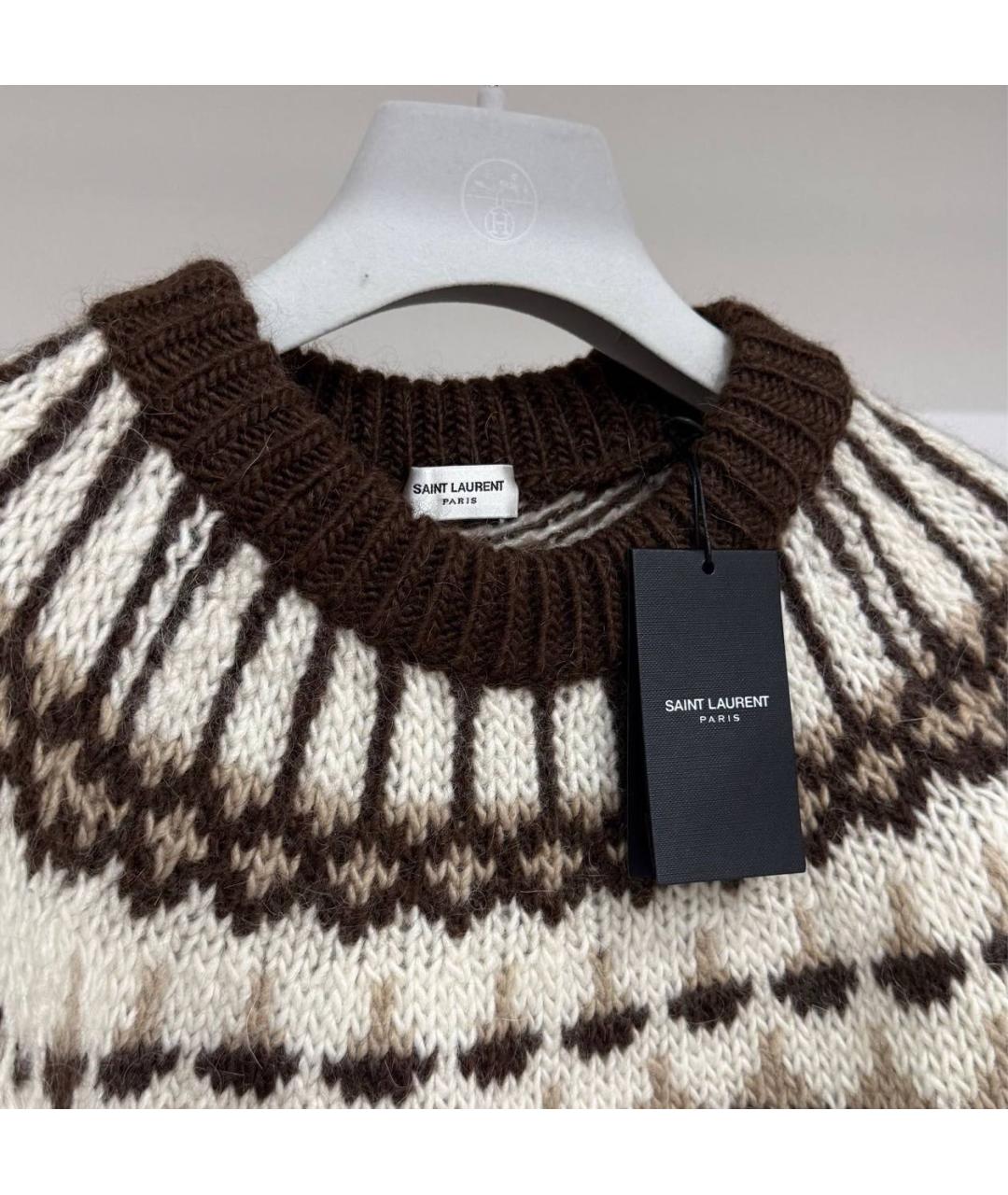 SAINT LAURENT Бежевый шерстяной джемпер / свитер, фото 4