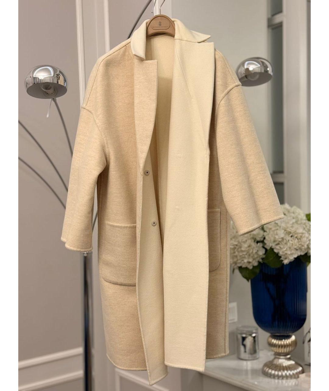 BRUNELLO CUCINELLI Бежевое кашемировое пальто, фото 2