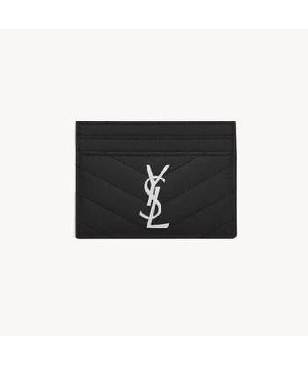 SAINT LAURENT Черный кожаный кардхолдер, фото 2