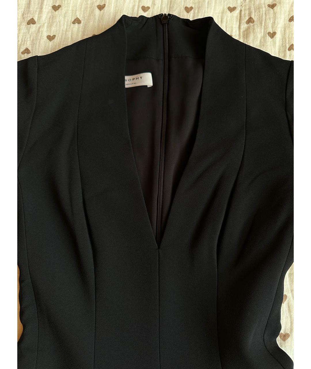 PHILOSOPHY DI LORENZO SERAFINI Черное вискозное вечернее платье, фото 4