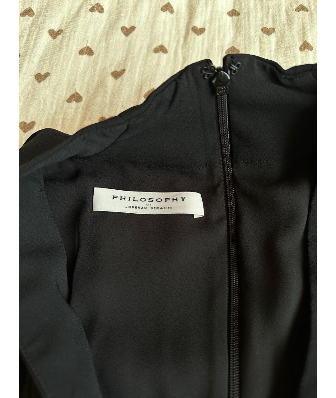 PHILOSOPHY DI LORENZO SERAFINI Черное вискозное вечернее платье, фото 3