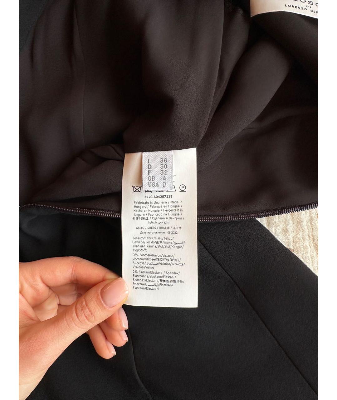 PHILOSOPHY DI LORENZO SERAFINI Черное вискозное вечернее платье, фото 7