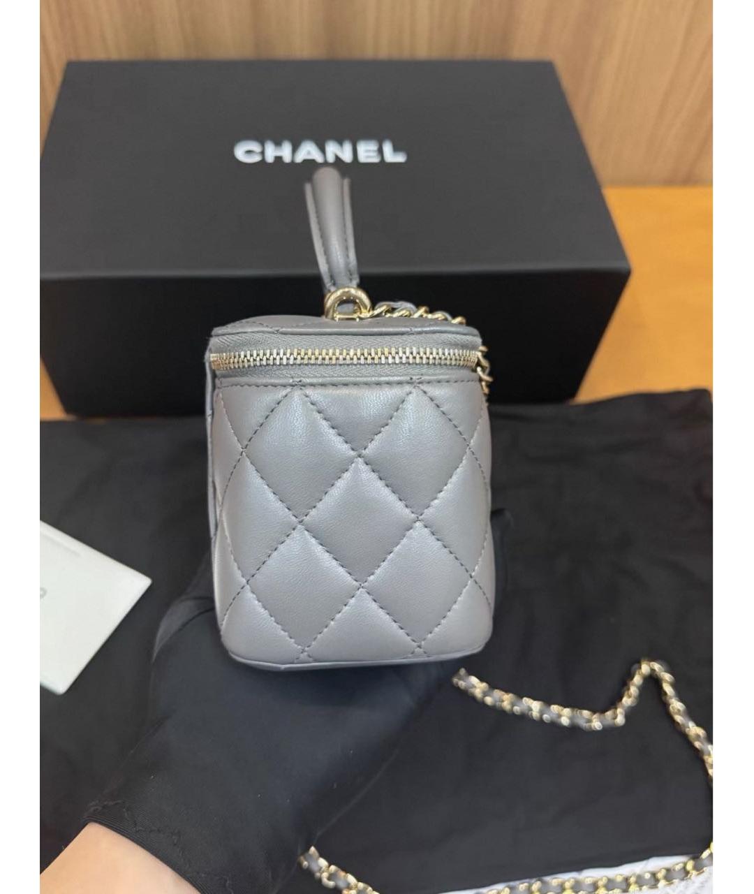 CHANEL Серая кожаная сумка через плечо, фото 6