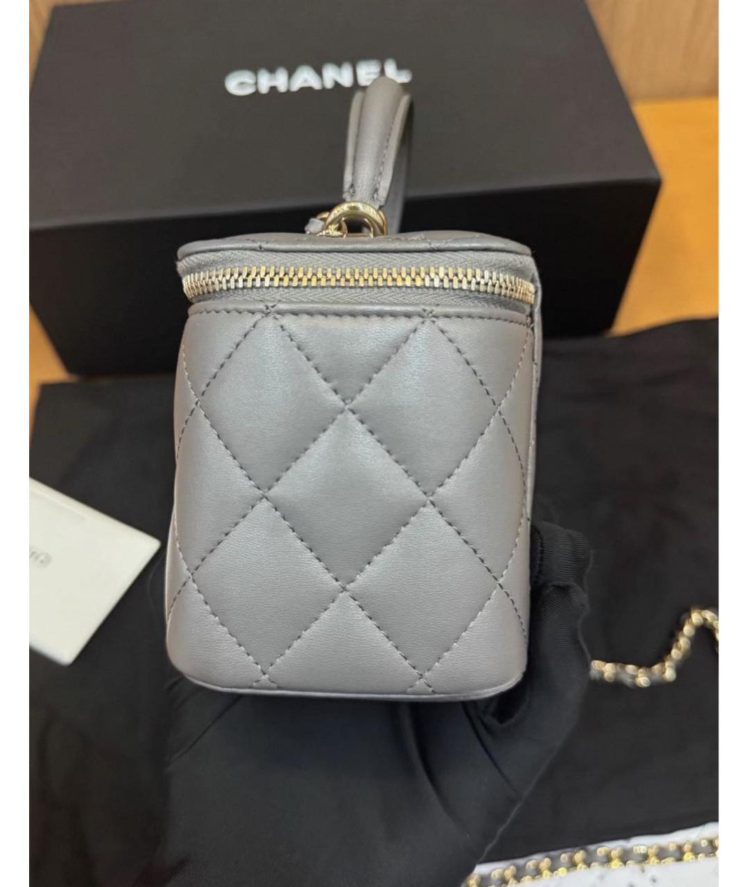 CHANEL Серая кожаная сумка через плечо, фото 7